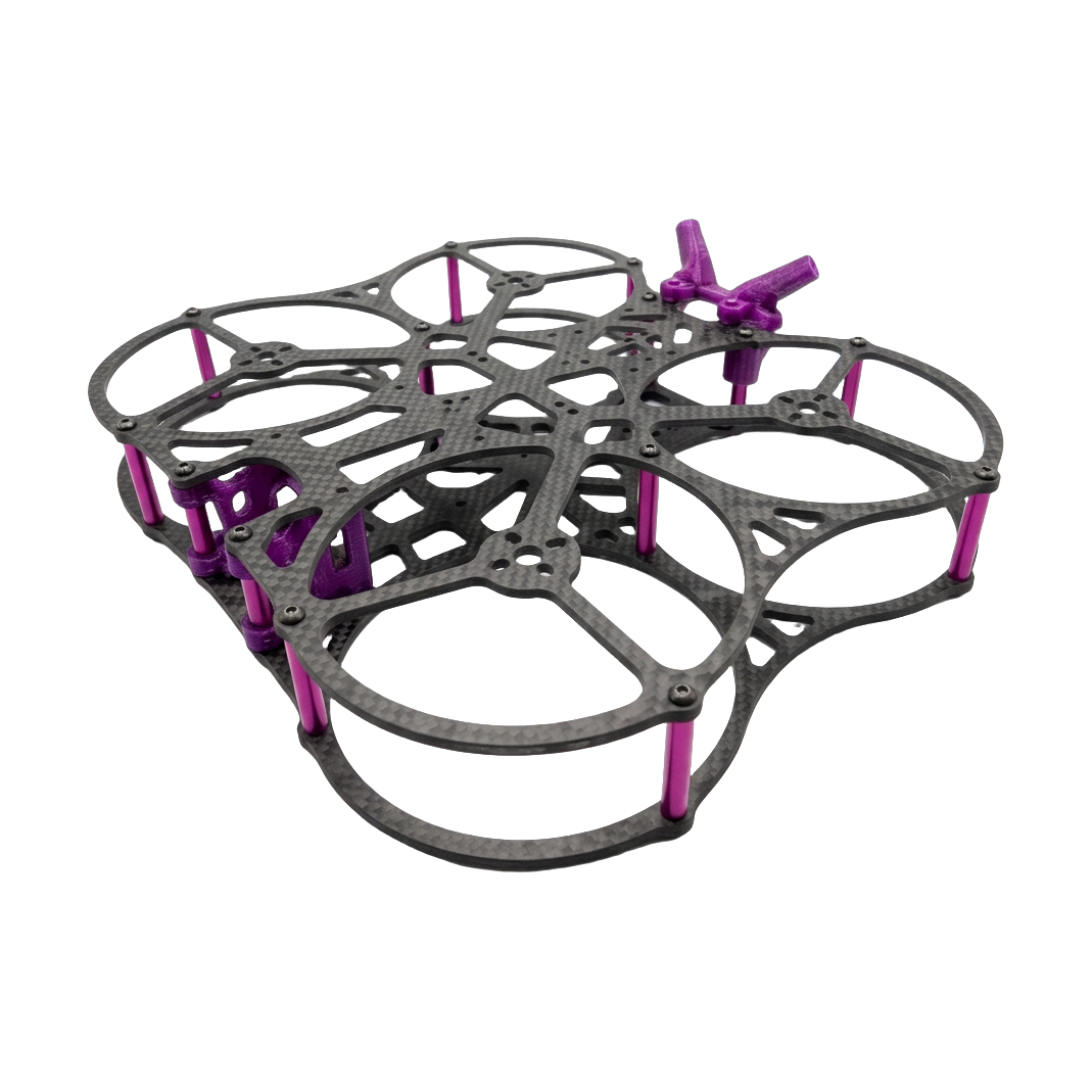 C25 MoneyMaker ducted cinewhoop frame with magenta standoffs and TPU ducts